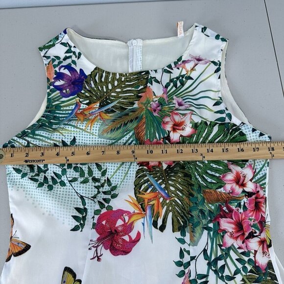 Neharsha Sleeveless Midi Dress Size M Butterfly Floral Tropical Slit Beach - Picture 13 of 13